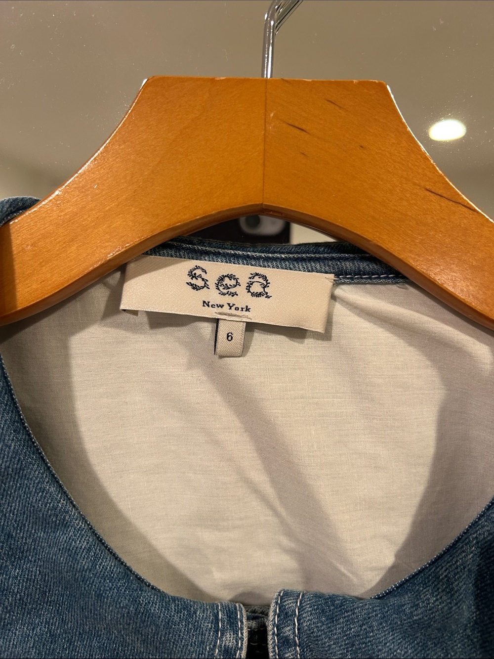 Sea Denim Romper Button-Front with Peter Pan Collar - Picture 5 of 6